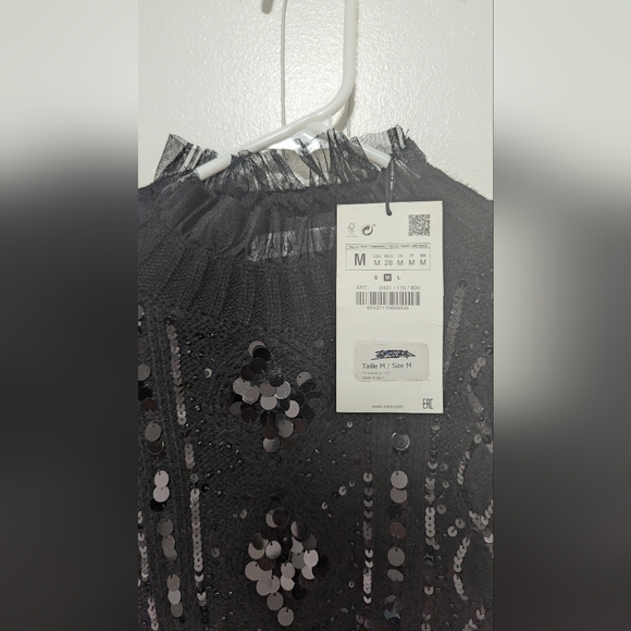 ZARA LIMITED EDITION Puff Sleeve Sequins Sweater - Picture 3 of 5